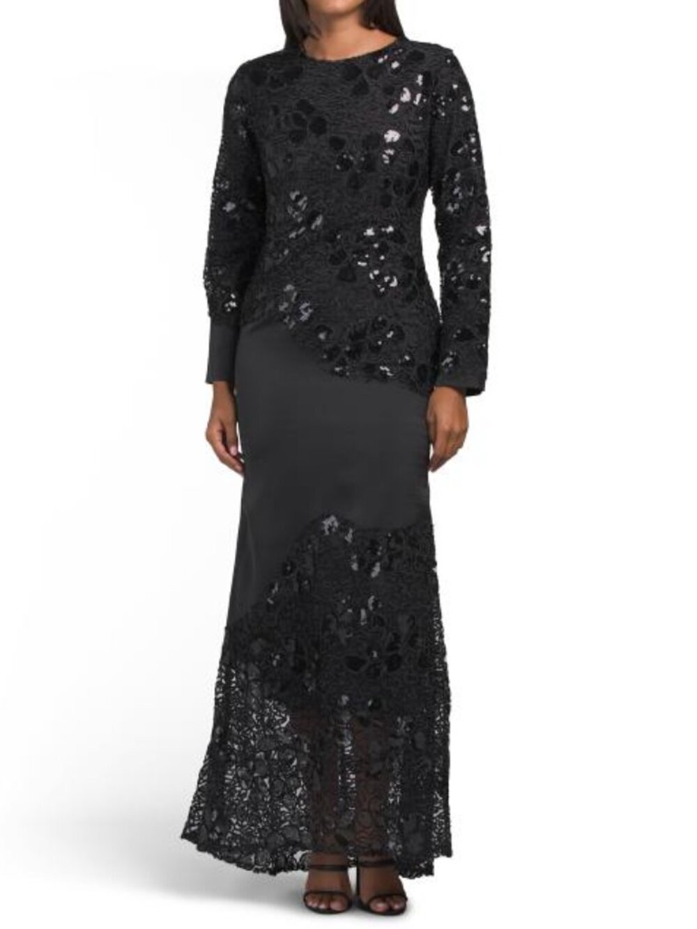 DALIA MACPHEE Long Sleeve Embellished Gown